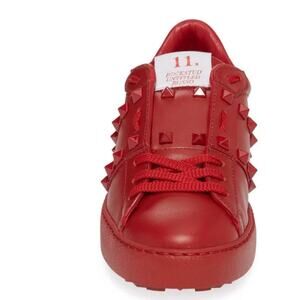 Valentino Garavani Rockstud Untitled All Red Tonal Calfskin Leather Sneaker 39